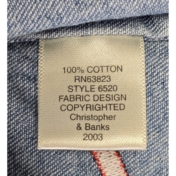 Vtg‎ Christopher & Banks Womens M Denim Vest W/Shirt Multi Embroidered Artsy Zip - Picture 7 of 13